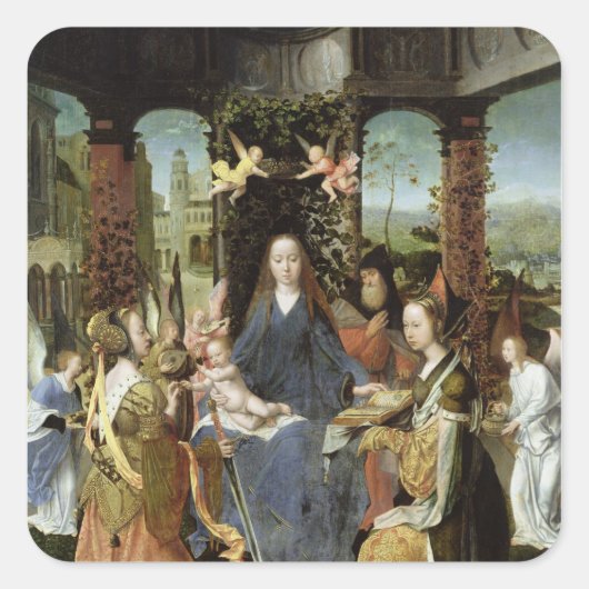 Madonna en Child 3 Vierkante Sticker (Voorkant)