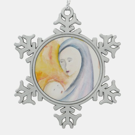 Madonna en Child Abstract Waterverf Ornament (Voorkant)