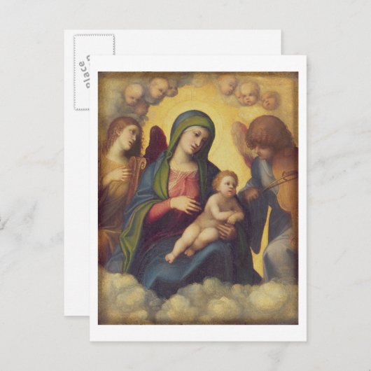 Madonna en Child and child in Glory, c.1520 (olie) Briefkaart (Voorkant / Achterkant)