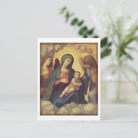 Madonna en Child and child in Glory, c.1520 (olie) Briefkaart (Staand voorkant)