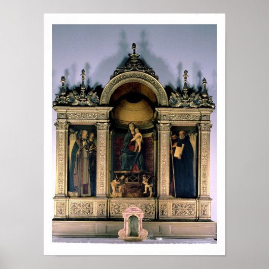 Madonna en Child and Saints (triptych altarstuk) Poster (Voorkant)