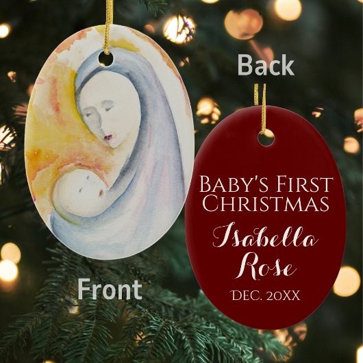 Madonna en Child Baby's eerste kerstversiering Keramisch Ornament