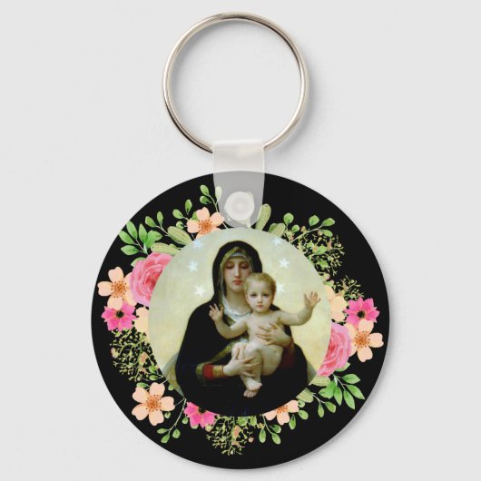 Madonna en Child Beauful Virgin Mary en Jesus Sleutelhanger (Voorkant)
