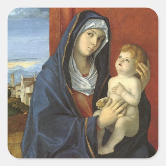 Madonna en Child by Giovanni Bellini Vierkante Sticker (Voorkant)