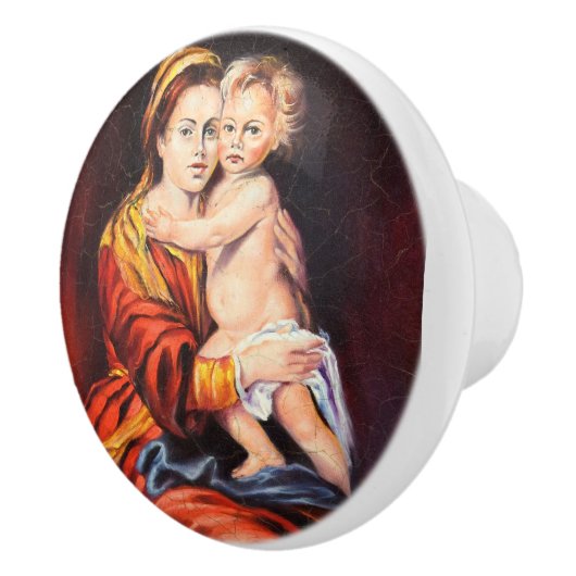 Madonna en Child Ceramic Knob Keramische Knop (Rechts)