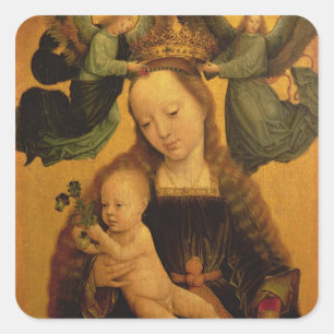 Madonna en Child Crowned by Two Angels, c.1520 Vierkante Sticker