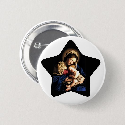 Madonna en Child Custom Button Star (Voorkant /achterkant)
