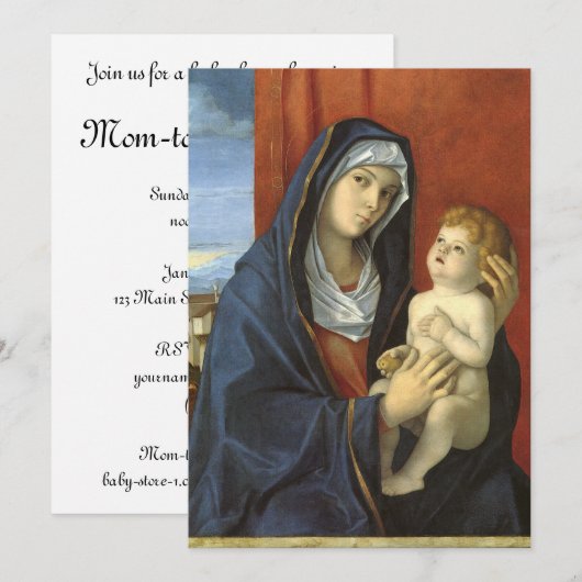 Madonna en Child door Giovanni Bellini, Baby showe Kaart (Voorkant / Achterkant)