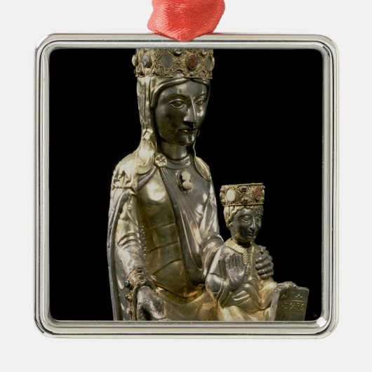 Madonna en Child Enthroned, beeldje, Frans, 12 Metalen Ornament (Voorkant)