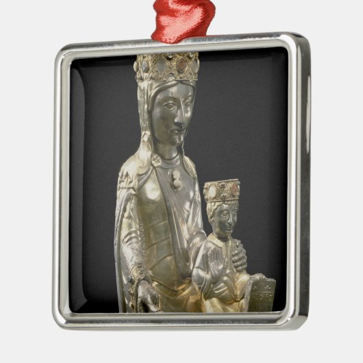 Madonna en Child Enthroned, beeldje, Frans, 12 Metalen Ornament (Links)