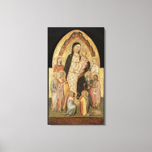 Madonna en Child Enthroned Canvas Afdruk (Voorkant)