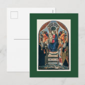 Madonna en Child Enthroned met heiligen en Angels Feestdagenkaart (Voorkant / Achterkant)