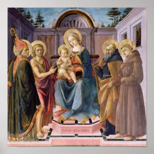 Madonna en Child Enthroned met SS Poster