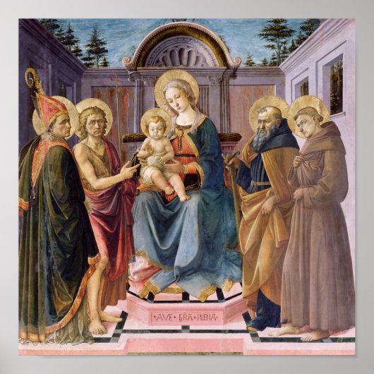 Madonna en Child Enthroned met SS Poster (Voorkant)