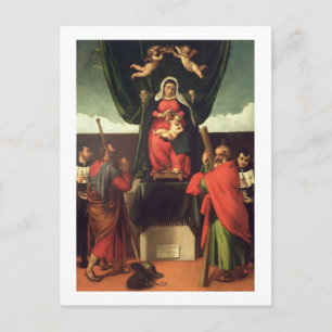 Madonna en Child Enthroned met vier heiligen, 1546 Briefkaart