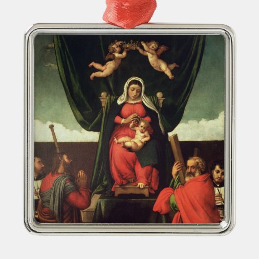 Madonna en Child Enthroned met vier heiligen, 1546 Metalen Ornament (Voorkant)