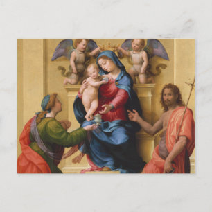 Madonna en Child Enthrong met de heiligen Mary Briefkaart