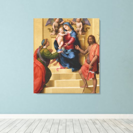 Madonna en Child Enthrong met de heiligen Mary Canvas Afdruk (Insitu (Houten vloer))