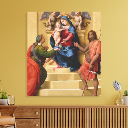 Madonna en Child Enthrong met de heiligen Mary Canvas Afdruk (Insitu (Woonkamer))