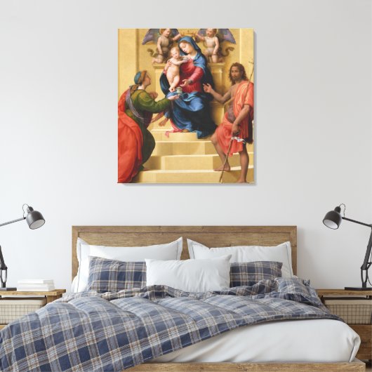 Madonna en Child Enthrong met de heiligen Mary Canvas Afdruk (Insitu (Slaapkamer))