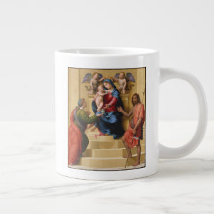 Madonna en Child Enthrong met de heiligen Mary Grote Koffiekop