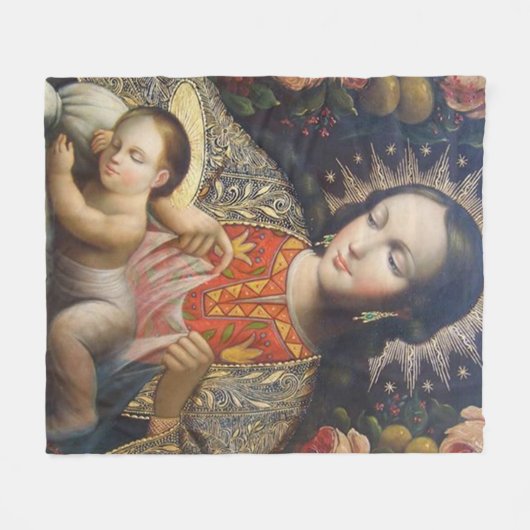 Madonna en Child Fleece Deken (Voorkant (Horizontaal))