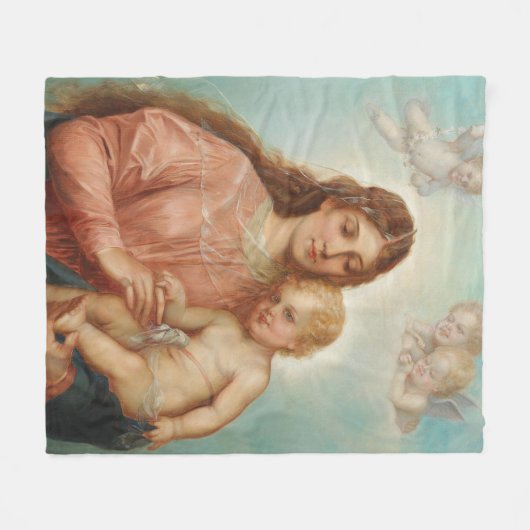 Madonna en Child Fleece Deken (Voorkant (Horizontaal))