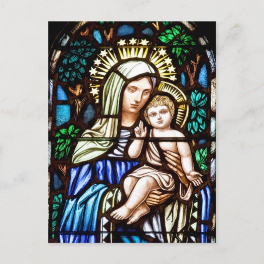 Madonna en Child - gekleurd glas Briefkaart (Voorkant)