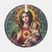 Madonna en Child Glas in lood Glas Ornament (Voorkant)