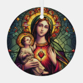 Madonna en Child Glas in lood Glas Ornament (Achterkant)