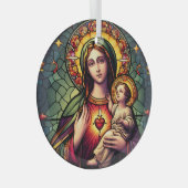 Madonna en Child Glas in lood Glas Ornament (Voorkant Rechts)