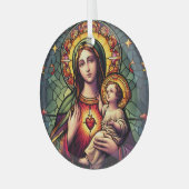 Madonna en Child Glas in lood Glas Ornament (Voorkant links)