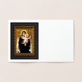 Madonna en Child Gold Foil Holiday Note Kaart (Binnen)