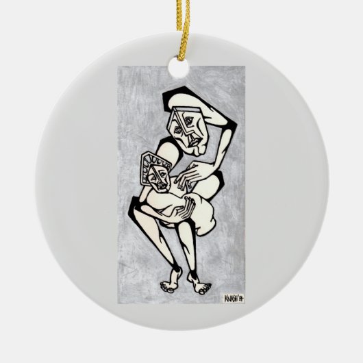 Madonna en Child "Het gaat over liefde" Keramisch Ornament (Voorkant)
