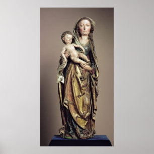 Madonna en Child, houten sculptuur Poster