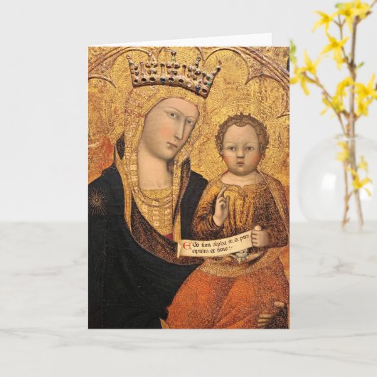 Madonna en Child III-kerstkaart Kaart (Gele Bloem)