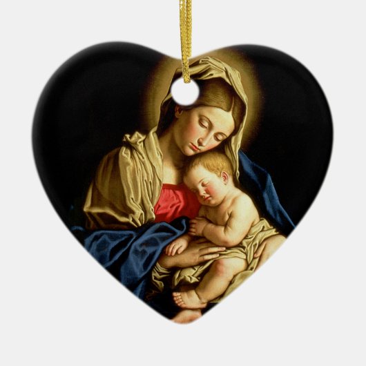 Madonna en Child Jesus - Sassoferrato Keramisch Ornament (Voorkant)