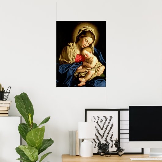 Madonna en Child Jesus - Sassoferrato Poster (Thuiskantoor)