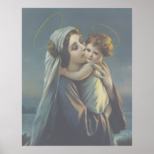 Madonna en Child Jesus Vintage poster print kunst (Voorkant)
