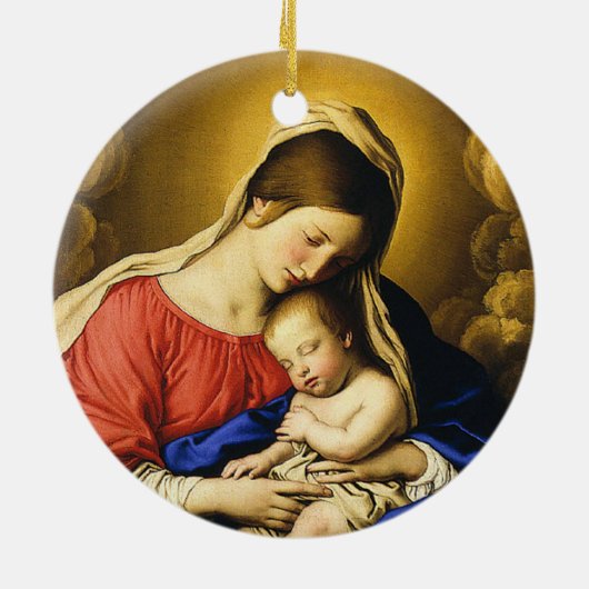 Madonna en Child Keramisch Ornament (Achterkant)