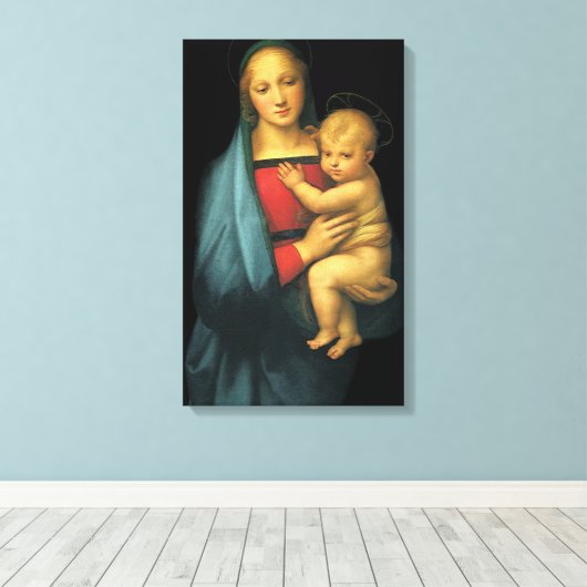 Madonna en Child, Madonna del Granduca van Raphael Canvas Afdruk (Insitu (Houten vloer))