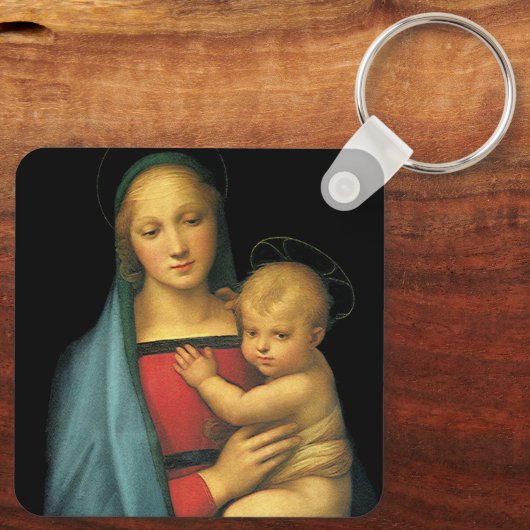 Madonna en Child, Madonna del Granduca van Raphael Sleutelhanger (Achterkant)