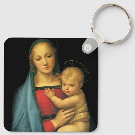 Madonna en Child, Madonna del Granduca van Raphael Sleutelhanger (Achterkant)
