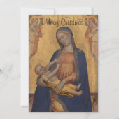 Madonna en Child Merry-kerstgoud Feestdagenkaart (Voorkant)