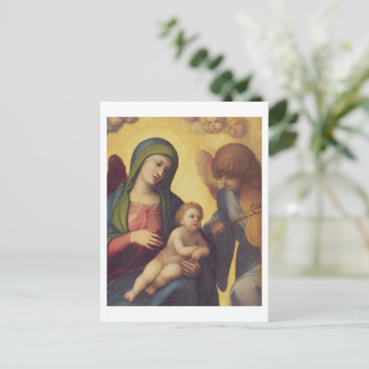 Madonna en Child met Angels c.1510-15 (olie op pa) Briefkaart (Staand voorkant)