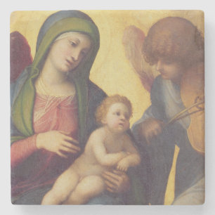 Madonna en Child met Angels c.1510-15 (olie op pa) Stenen Onderzetter