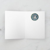 MADONNA EN CHILD MET ANGELS, Rondblauw saffier Feestdagen Kaart (Binnen)