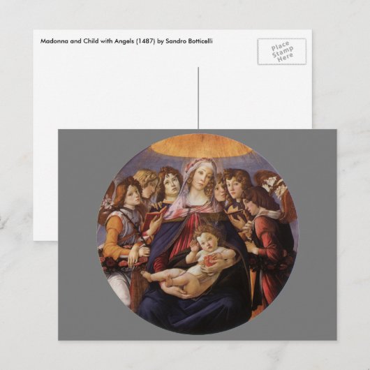 Madonna en Child met Angels van Sandro Botticelli Briefkaart (Voorkant / Achterkant)