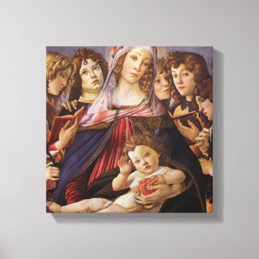 Madonna en Child met Angels van Sandro Botticelli Canvas Afdruk (Voorkant)