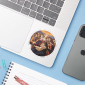 Madonna en Child met Angels van Sandro Botticelli Sticker (Laptop met iPhone)